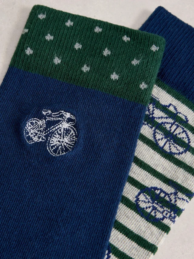 2-er Pack gestreifte Bike-Söckchen