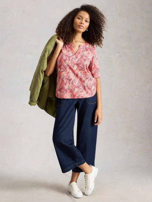 T-Shirt Weaver mit Keilausschnitt - Pink Mlt - 52 Bild 2