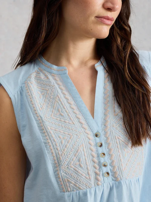 Ärmellose Bluse Peony - Mid Blue - 52 Bild 3