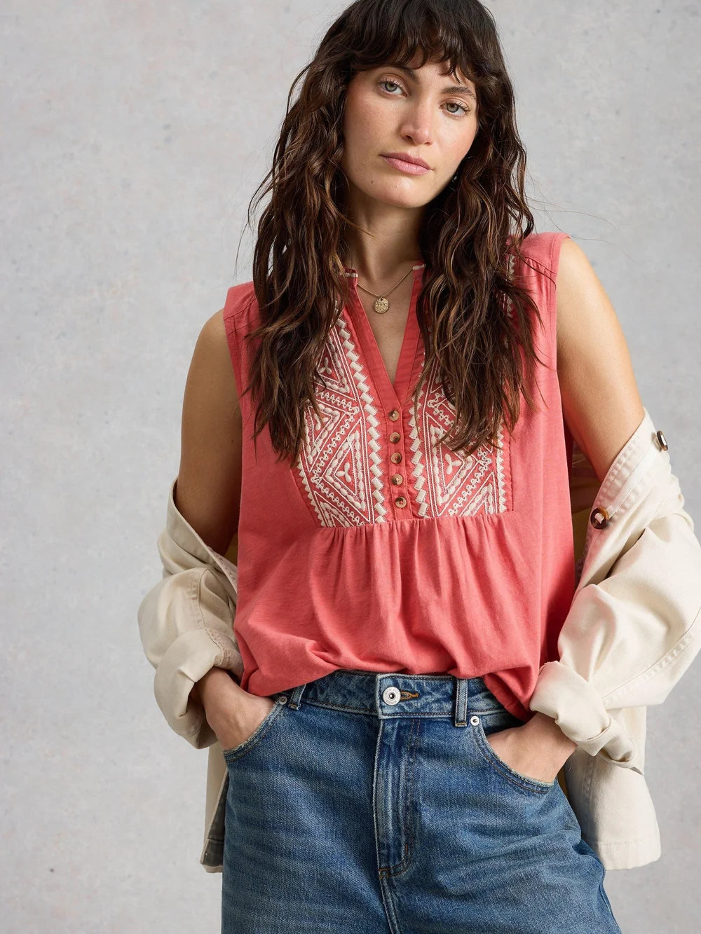 Ärmellose Bluse Peony - Mid Pink - 52 Bild 1