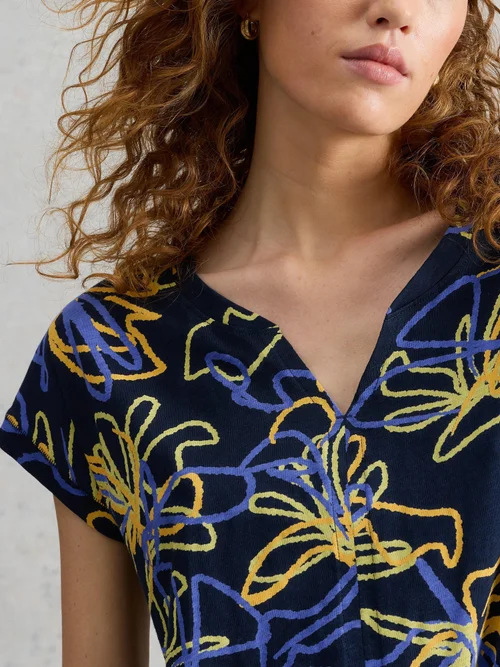 T-Shirt Nelly mit Keilausschnitt - Navy Pr - 52 Bild 3