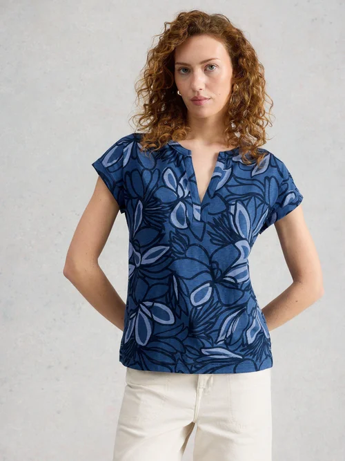 T-Shirt Nina mit Keilausschnitt - Blue Pr - 52 Bild 3