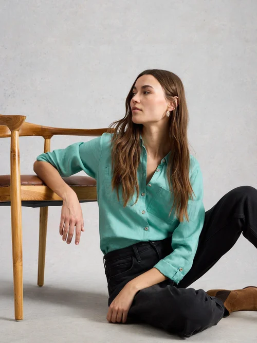 Leinenbluse Sophie - Mid Teal - 52 Bild 1
