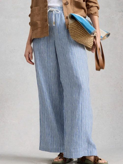 Leinenhose Allie mit weitem Bein - Blue Mlt - 52/R Bild 1