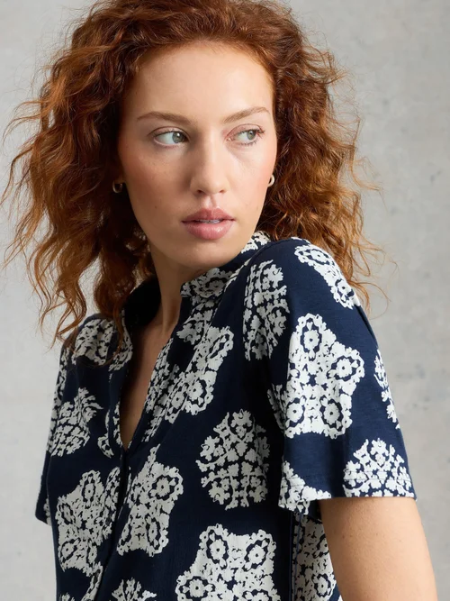 Kurzarmbluse Annie - Navy Pr - 52 Bild 1