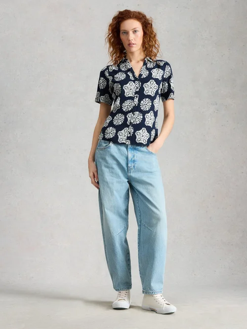 Kurzarmbluse Annie - Navy Pr - 52 Bild 2