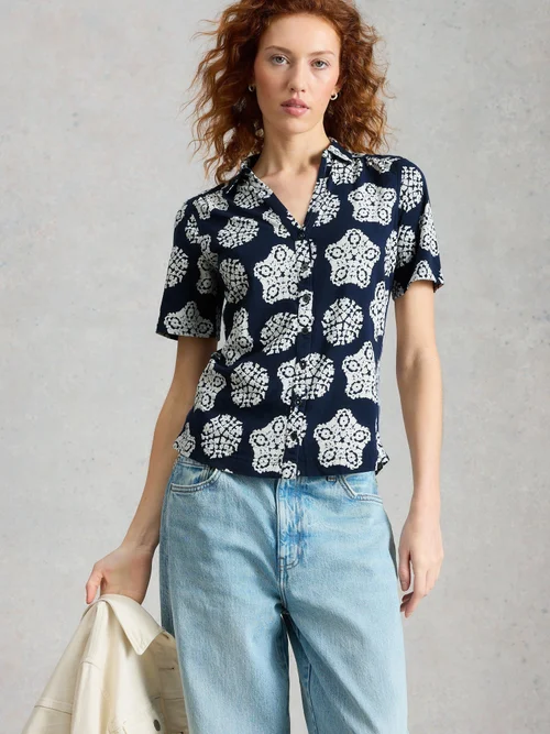 Kurzarmbluse Annie - Navy Pr - 52 Bild 3