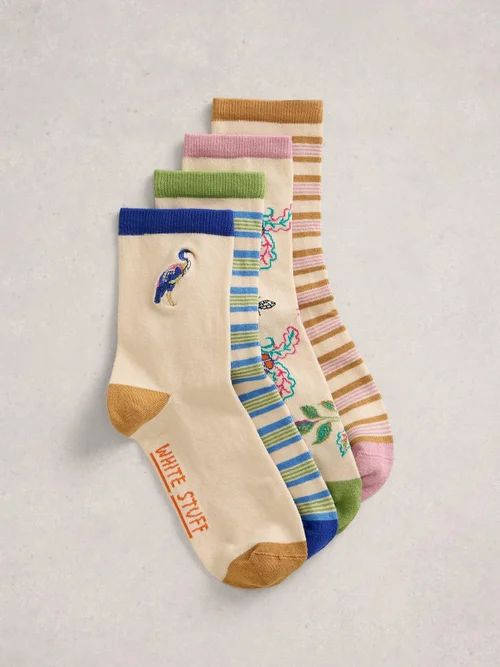 4er-Pack Socken mit floralem Muster - Nat Mlt - 39-41 Bild 2