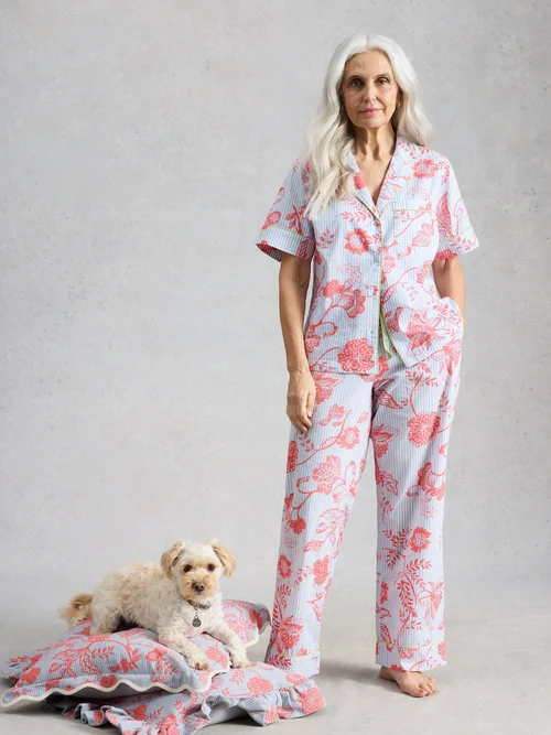 Kurzarmpyjamatop Nina - Blue Pr - XXXL Bild 2