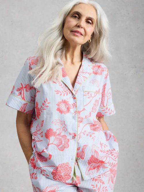 Kurzarmpyjamatop Nina - Blue Pr - XXXL Bild 3