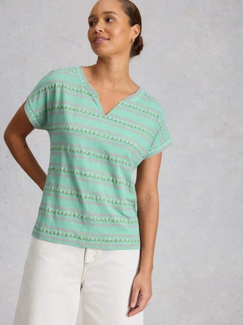Besticktes T-Shirt Nelly - Teal Mlt - 52 Bild 3