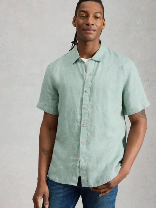 Leinenhemd Keswick Kurzarm - Mid Green - XXL Bild 3