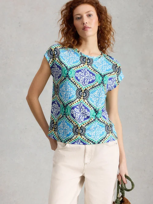 Leinen-T-Shirt Rowan - Blue Pr - 52 Bild 3