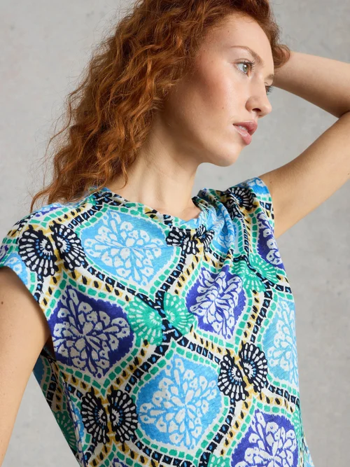 Leinen-T-Shirt Rowan - Blue Pr - 52 Bild 1