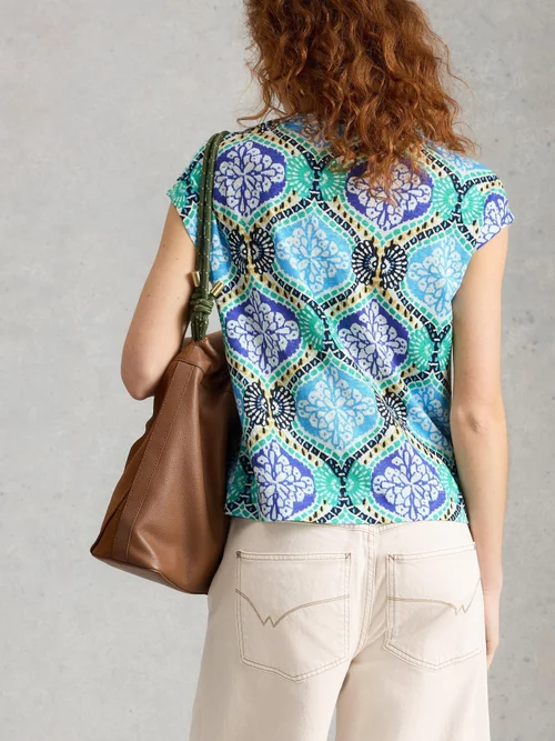 Leinen-T-Shirt Rowan - Blue Pr - 52 Bild 4