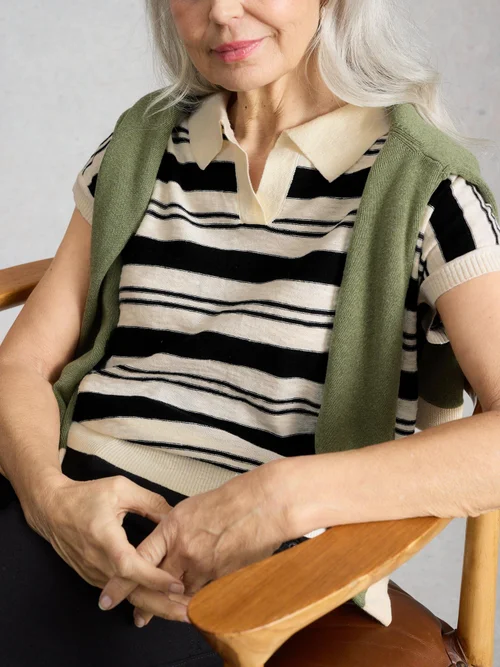 Gestreiftes Polotop Ginni - Ivory Mlt - 46 Bild 3