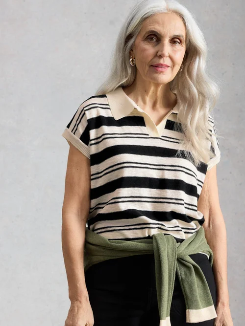 Gestreiftes Polotop Ginni - Ivory Mlt - 46 Bild 1