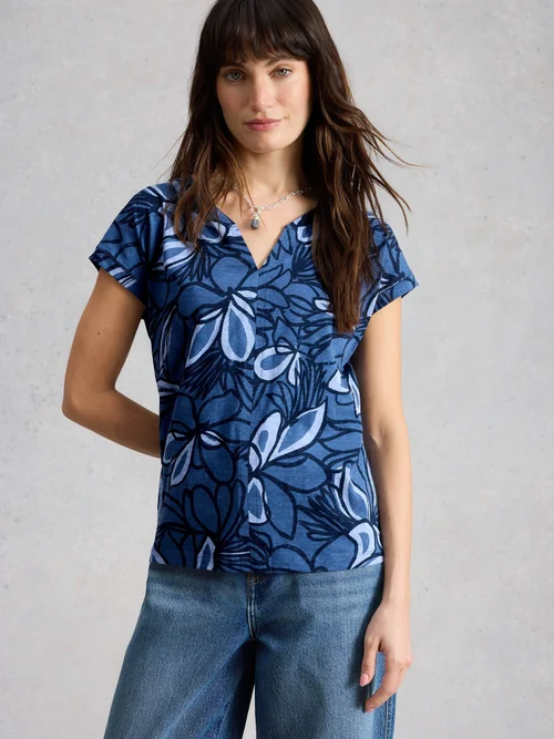 T-Shirt Nelly mit Keilausschnitt - Blue Pr - 42 Bild 3