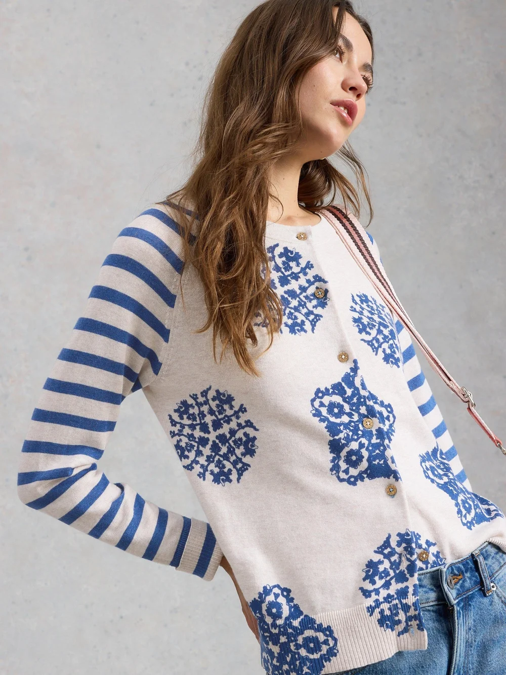 Bedruckte Strickjacke Lulu - Ivory Pr - 48 Bild 1