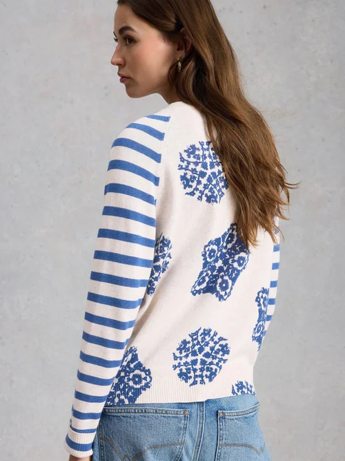 Bedruckte Strickjacke Lulu - Ivory Pr - 48 Bild 4