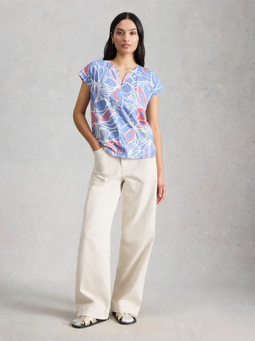 T-Shirt Nelly mit Keilausschnitt - Teal Pr - 48 Bild 2