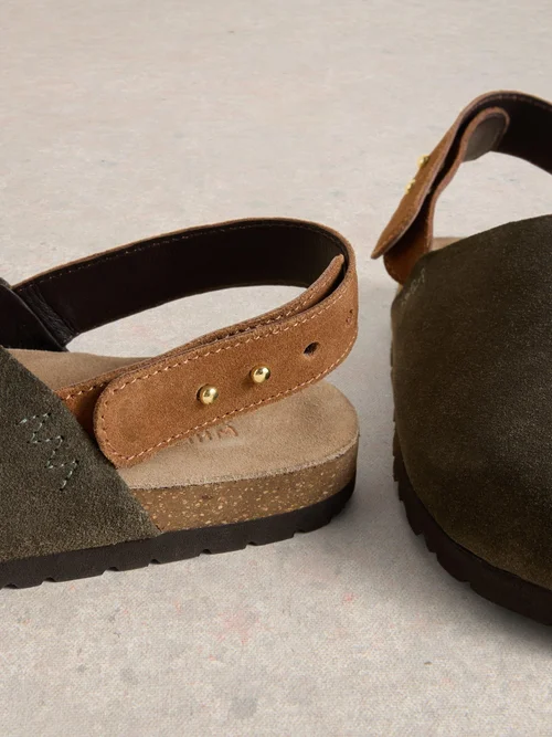 Pantoletten Mary mit Fersenriemen - Khaki Grn - 41 Bild 3