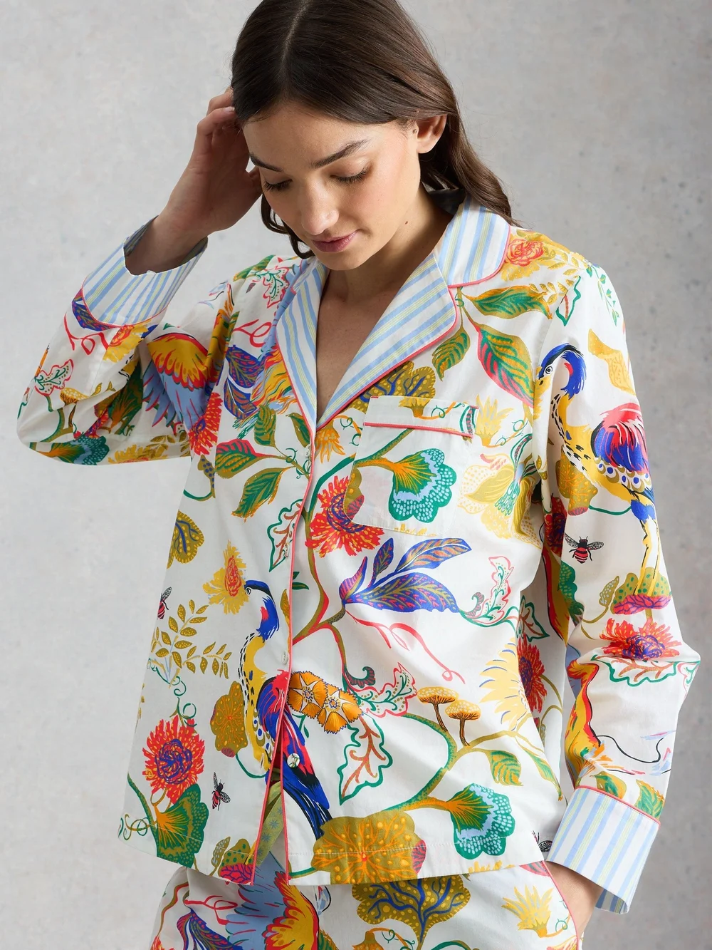 Leichtes Pyjamashirt Nina - Ivory Pr - XXXL Bild 1