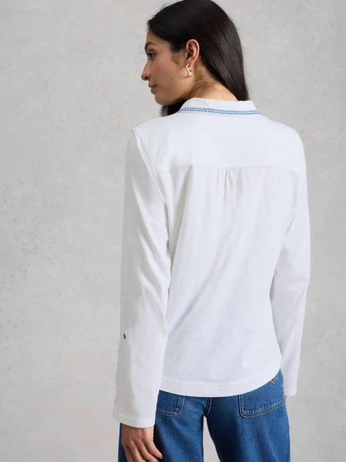 Bestickte Jerseybluse Allie - White Mlt - 46 Bild 4