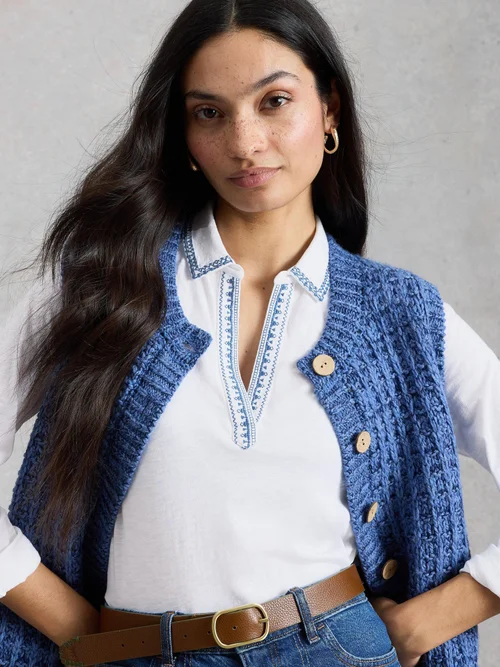 Bestickte Jerseybluse Allie - White Mlt - 46 Bild 1