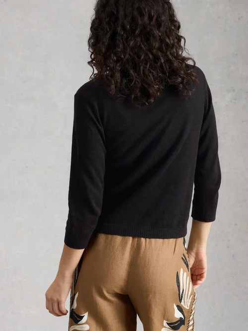 Cardigan Nova aus Leinenmischung - Pure Blk - 48 Bild 4