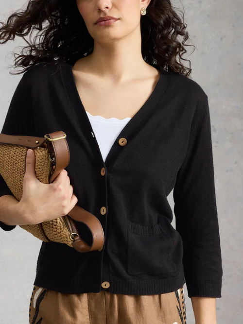 Cardigan Nova aus Leinenmischung - Pure Blk - 48 Bild 3