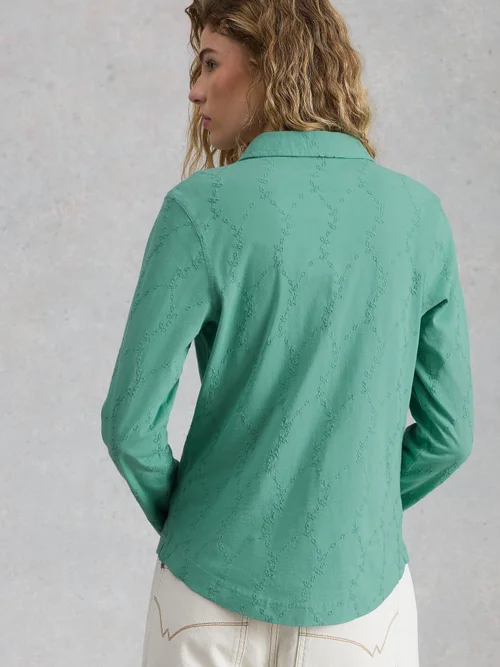 Bestickte Jerseybluse Annie - Mid Teal - 52 Bild 4