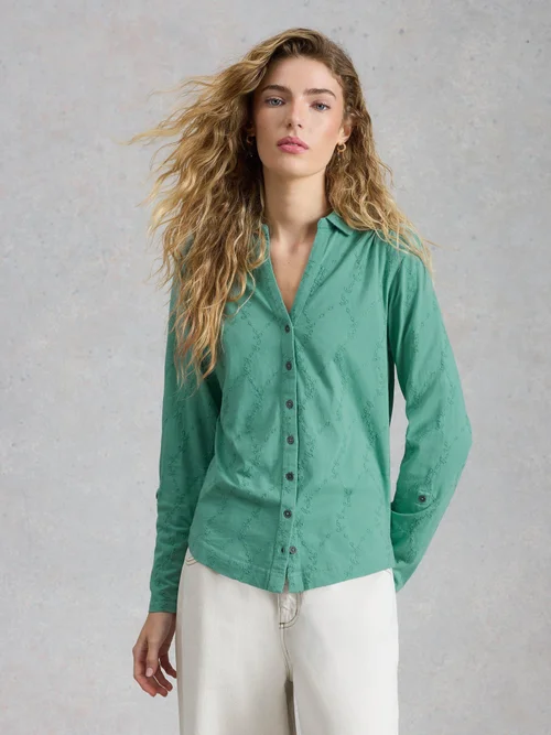 Bestickte Jerseybluse Annie - Mid Teal - 52 Bild 3