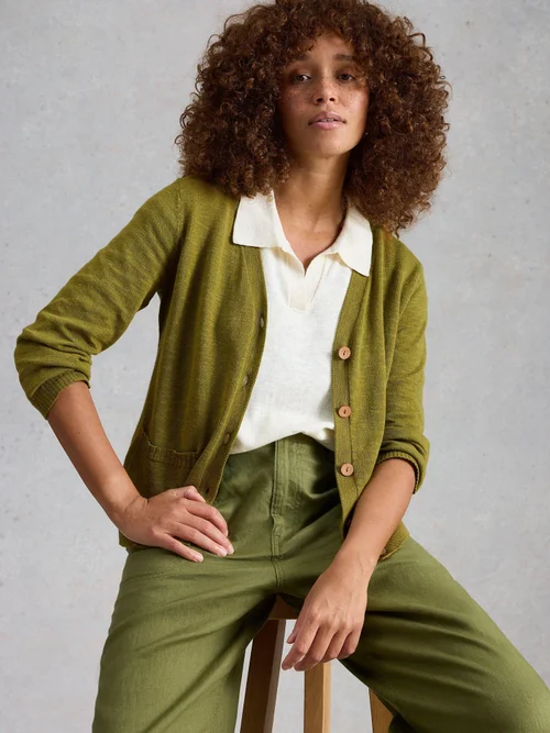 Cardigan Nova aus Leinenmischung - Mid Green - 52 Bild 3