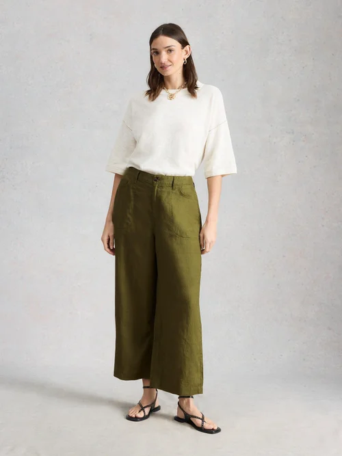 7/8-Leinenhose Tia mit weitem Bein - Mid Green - 52/R Bild 2