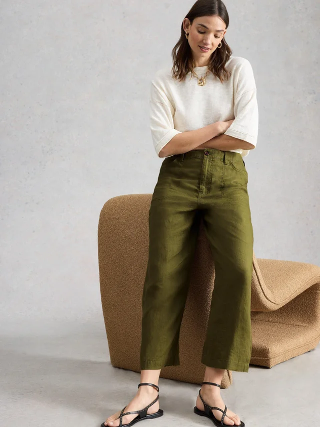 7/8-Leinenhose Tia mit weitem Bein