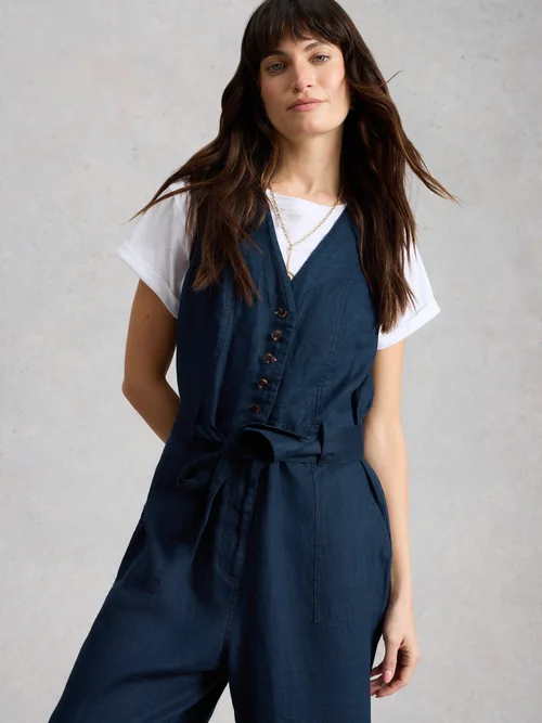 Leinen-Jumpsuit Betty - Dark Navy - 52/R Bild 3
