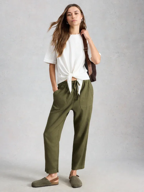 Hose Elle aus Leinenmischung - Khaki Grn - 52/R Bild 2