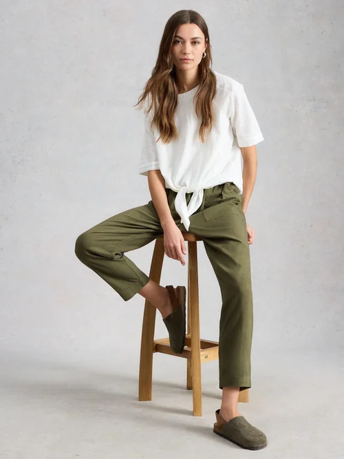Hose Elle aus Leinenmischung - Khaki Grn - 52/R Bild 3