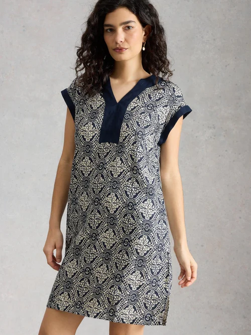 Leinenkleid Jilly - Navy Multi - 52/R Bild 3