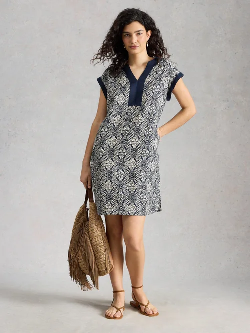 Leinenkleid Jilly - Navy Multi - 52/R Bild 2