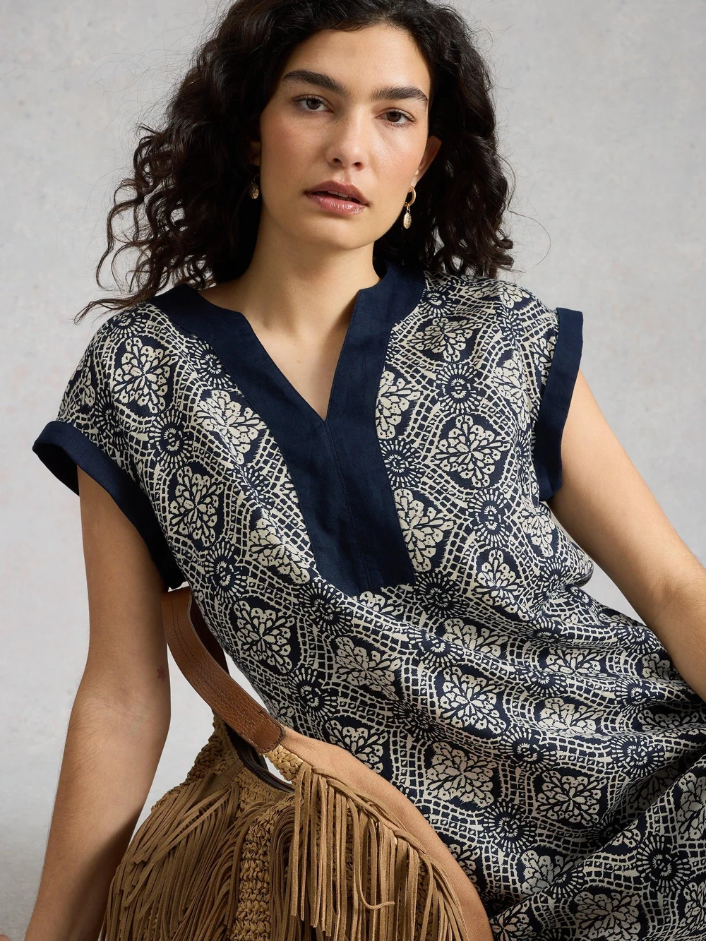Leinenkleid Jilly - Navy Multi - 52/R Bild 1