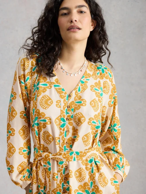 Kleid Petra aus Leinenmischung - Yellow Pr - 44/R Bild 3