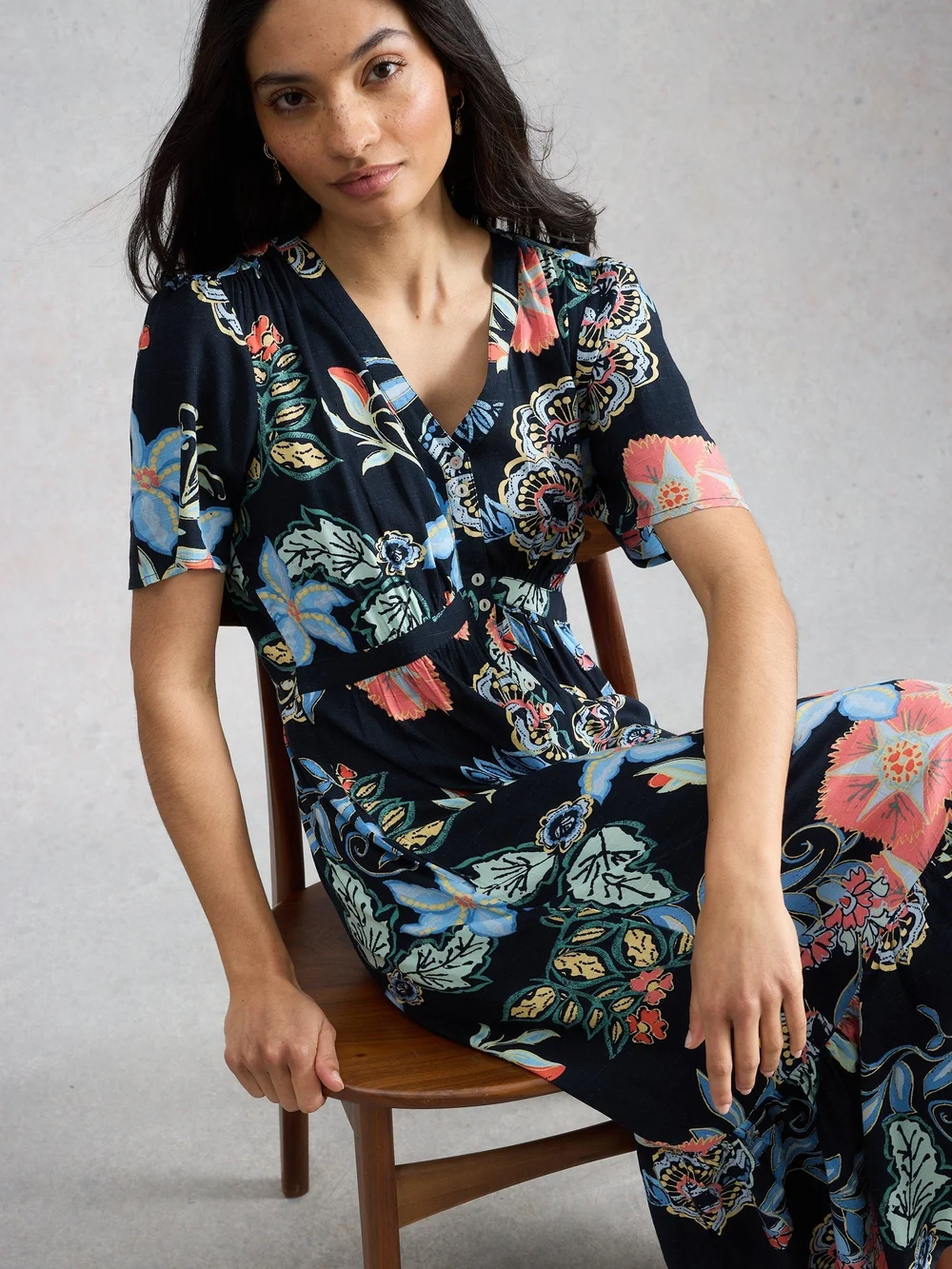 Midikleid Phoebe - Navy Multi - 52/R Bild 1