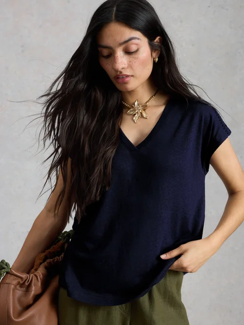 T-Shirt Ella mit Lochspitze - Dark Navy - 52 Bild 3
