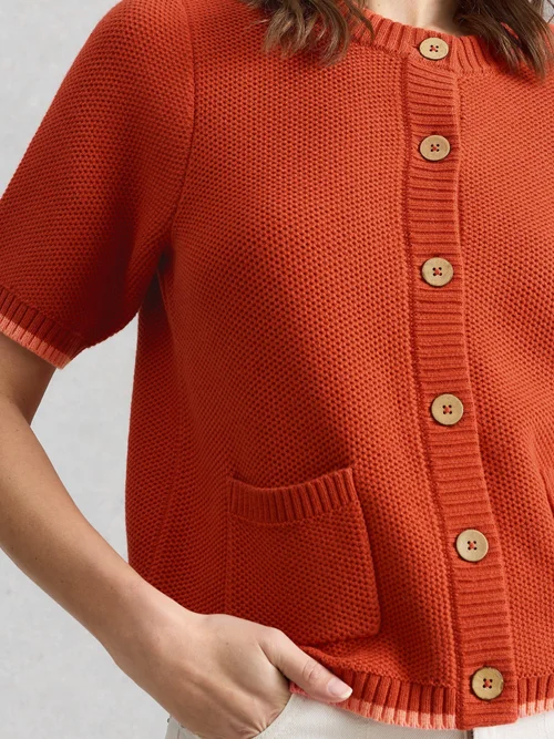 Kurzarm-Cardigan Isabella - Mid Red - 52 Bild 3