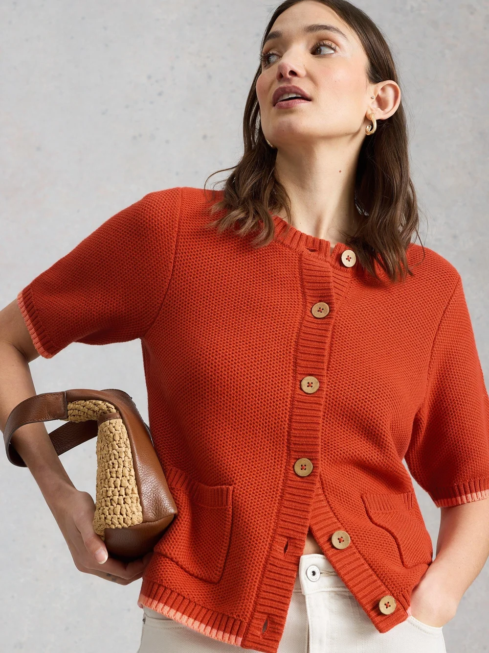 Kurzarm-Cardigan Isabella - Mid Red - 52 Bild 1