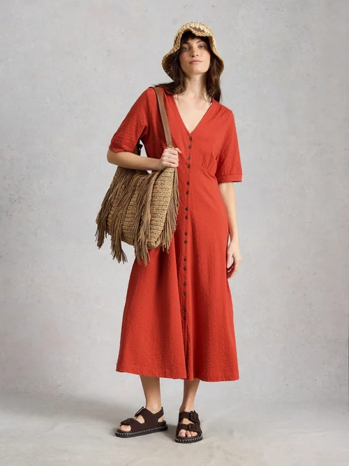 Jerseykleid Megan mit Knopfleiste - Mid Red - 46/R Bild 2