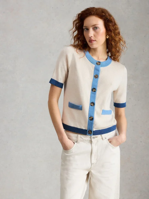 Kurzarmstrickjacke Charlotte - Ivory Mlt - 52 Bild 3