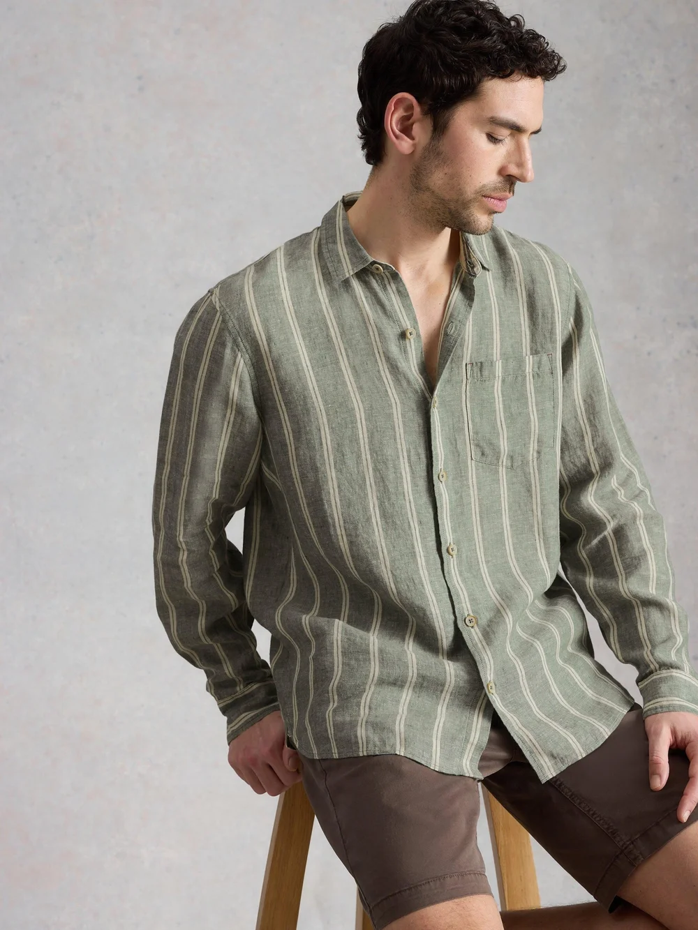 Gestreiftes Langarmhemd Keswick - Green Mlt - XXXL Bild 1